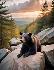 Black Bear Lounging Rock Metal Sign