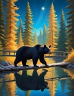 Black Bear Bridge Night Small Sign