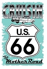 Route 66 Turq. Cruisin Postcard