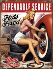 Tire Girl Metal Sign