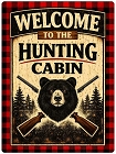 Welcome Cabin Bear Metal Sign