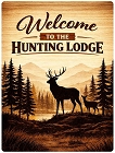 Welcome Lodge Deer Metal Sign