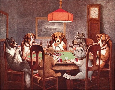 7 Dogs Playing Poker Metal Sign