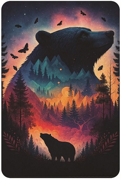 Black Bear blue, Purple Scenic Metal Sign