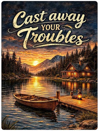 Cast Away Troubles Small Sign