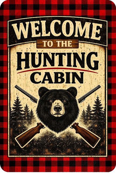 Welcome Hunting Cabin Bear Small Sign