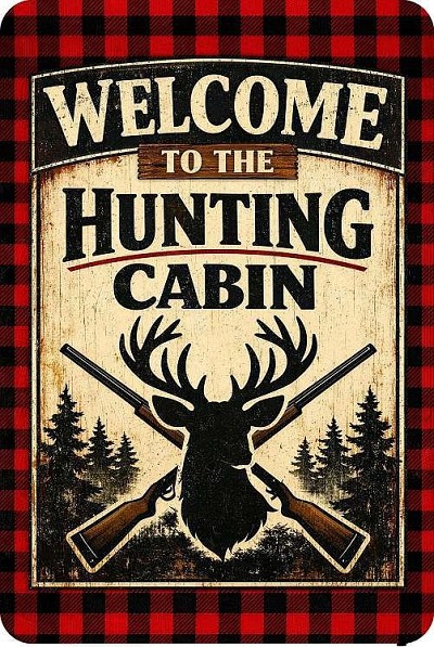 Welcome Hunting Cabin Deer Small Sign