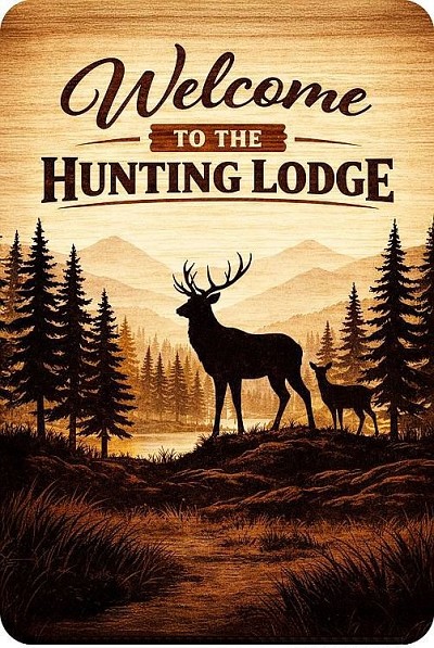 Welcome Hunting Lodge Deer Small Sign