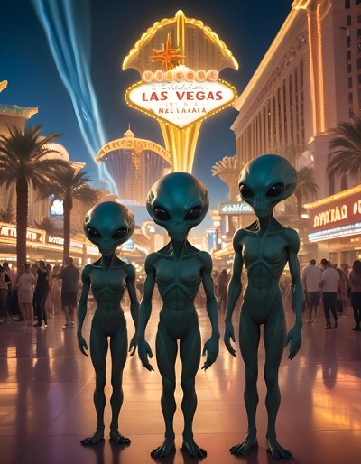 Aliens In Vegas Palms Magnet