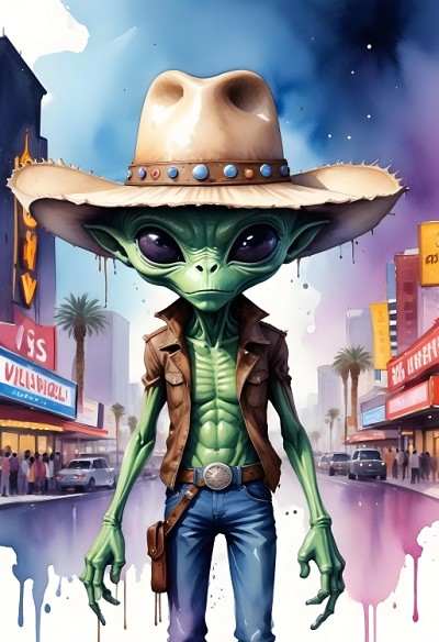 Cowboy Alien Magnet