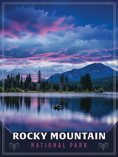 Rocky Mountain National Park Lake sunset Magnet