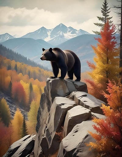Bear Autumn Forest Magnet