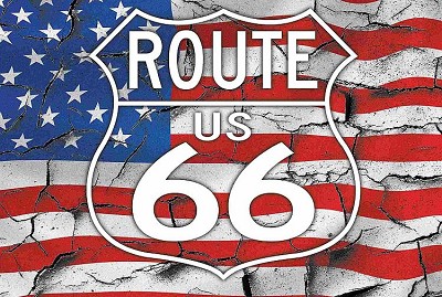 Route 66 Flag Transparent Shield Magnet