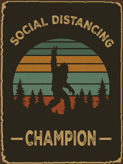 Social Distancing Champ Metal Sign
