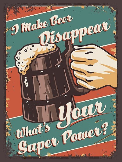 Beer Superpower Metal Sign