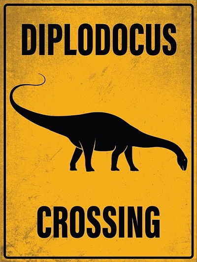 Crossing Diplodocus Metal Sign