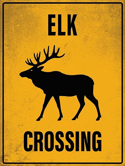 Crossing Elk Metal Sign