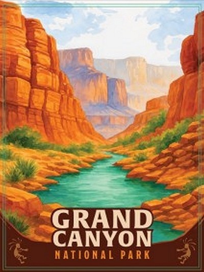 Grand Canyon Artistic Paint Metal Sign