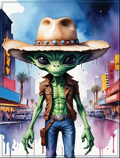 Alien Cowboy City Small Sign