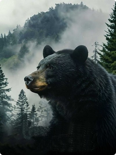 Black Bear Foggy Mountain Small Sign