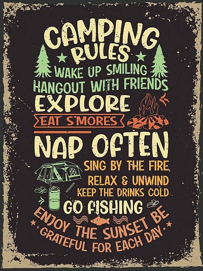 Camping Rules Small Sign