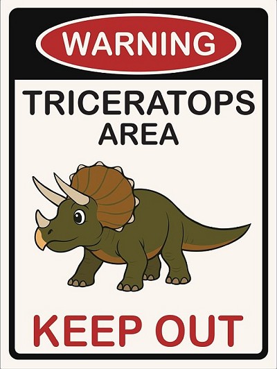 Warning Triceratops Magnet