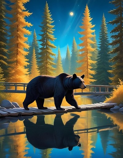 Bear on Bridge Postcard