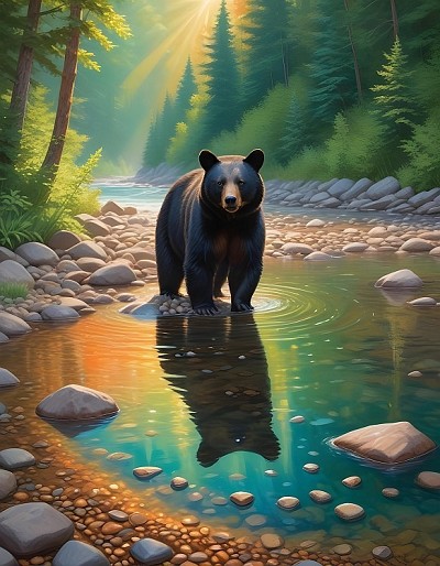Black Bear Reflective Pool Postcard