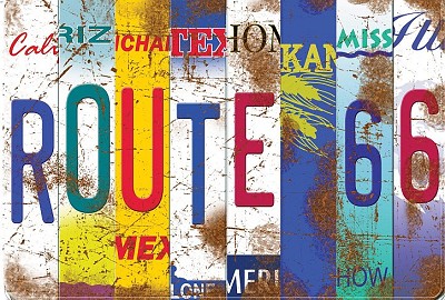 Route 66 Word Plate Postcard