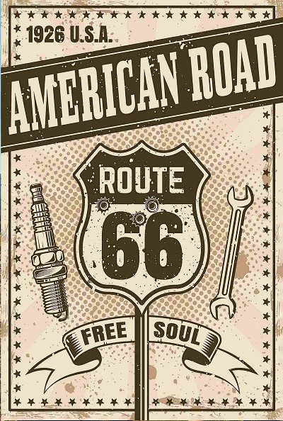 Route 66 American Road Free Soul Postcard