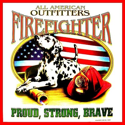 Firefighters with Dog Metal Sign
