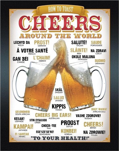 Cheers Around The World Metal Sign