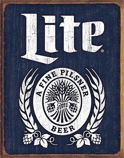 Miller Lite Bottle Logo Metal Sign