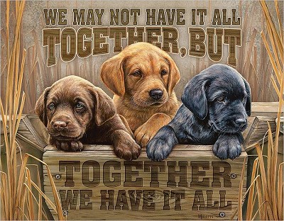 Lab Puppies Metal Sign
