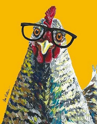 Chicken Glasses Metal Sign