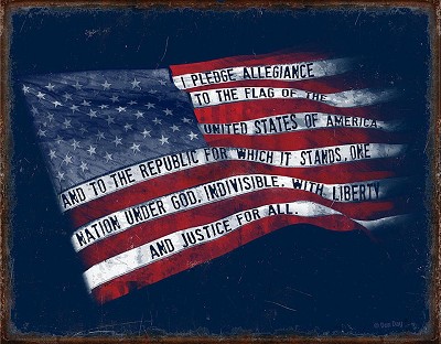 Flag Pledge Metal Sign