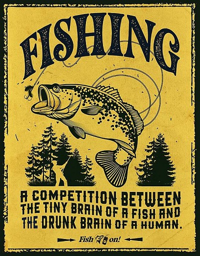 Fish On Metal Sign