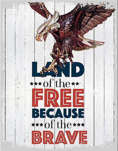 Land of Free Metal Sign