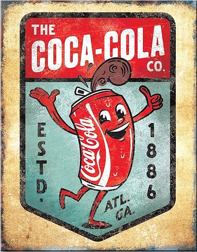 Coke - Dancing Can Metal Tin Sign