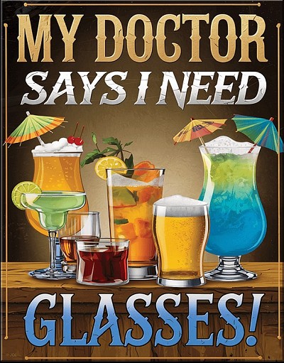JQ - Glasses Metal Sign