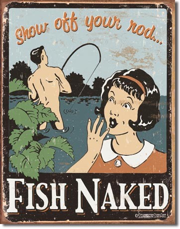 Fish Naked Metal Tin Sign