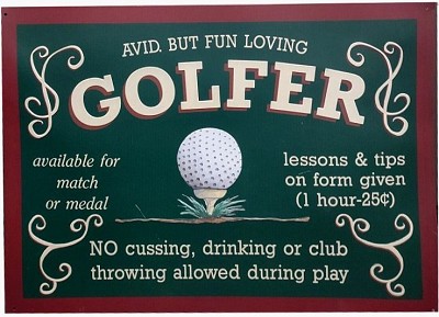 Avid Golfer Metal Sign