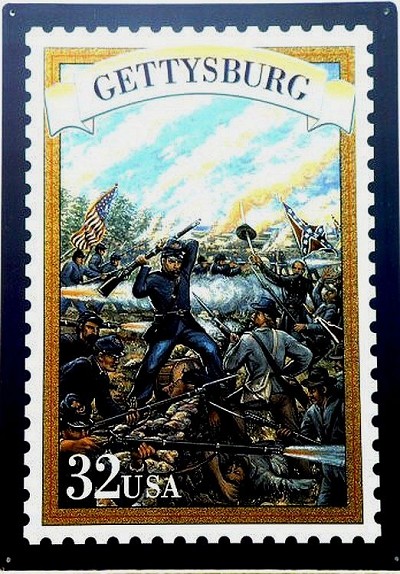 US Stamp Gettysburg Metal Sign