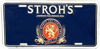 Stroh's Beer License Plate