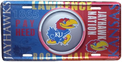 Kansas Univ Jayhawks Bullseye License Plate