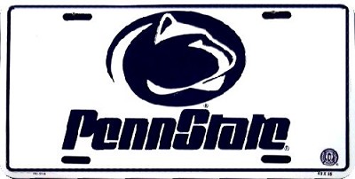 Penn State Wht/Blk License Plate