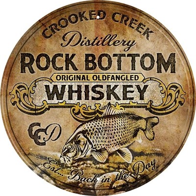 Rock Bottom Whiskey Round Sign