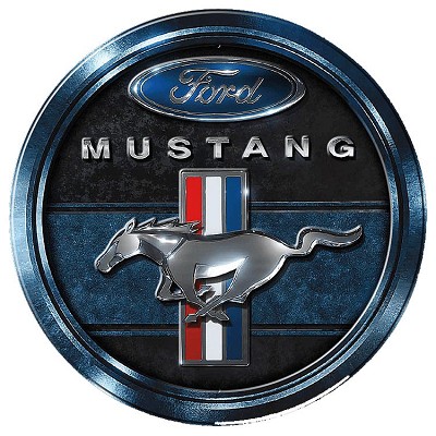 Ford Mustang Blue Round Sign