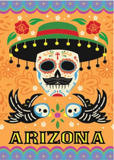 AZ Skull with Hat Sm Sticker