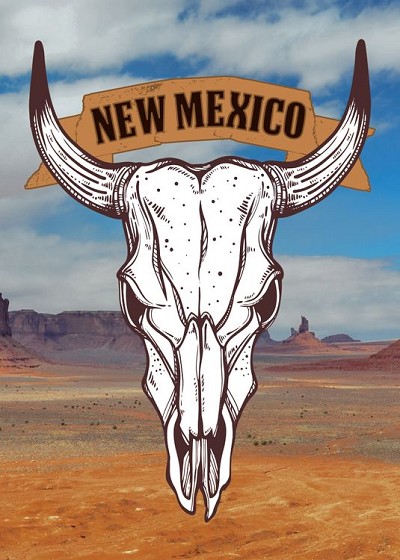 NM Cattle Skull Small Sticker